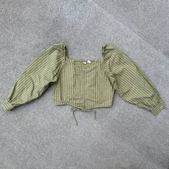 Levi's Devin Plaid Crop Long Sleeve Blouse Top Zelda Plaid Weeping Willow- Large - Picture 9 of 9